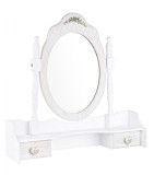 Cumpara ieftin Oglinda de masa din mdf alb patinat Charlene 70.5 cm x 18 cm x 69 h
