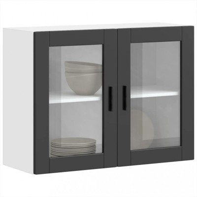 vidaXL Dulap de bucătărie cu ușă din sticlă &amp;bdquo;Porto&amp;rdquo; negru 854088 foto