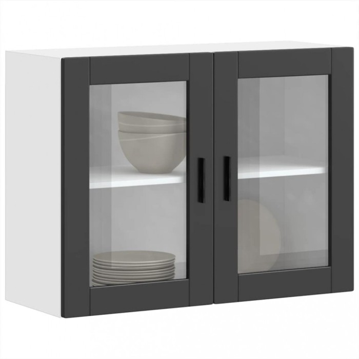 vidaXL Dulap de bucătărie cu ușă din sticlă &bdquo;Porto&rdquo; negru 854088