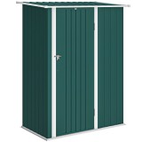 Outsunny Magazie de Grădină 1.07m&sup2; din Oțel Zincat, Căsuță pentru Depozitare cu Ușă Blocabilă, Acoperiș &Icirc;nclinat, 142x86x189 cm, Verde | Aosom Romania