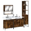 VidaXL Set mobilier de baie, 4 piese, stejar fumuriu, lemn prelucrat 3214692