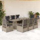 Set mobilier gradina cu perne, 9 piese, gri deschis, poliratan GartenMobel Dekor, vidaXL