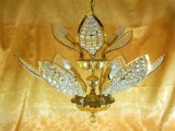 Lustra, candelabru Art Deco, Mid century Modern, cristale, unica, vintage