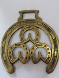 Decoratiune sa / Harnasament/ Piesa decorativa veche din bronz- motive echitatie si vanatoare