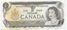 Canada 1 Dollar 1973 - signatures: Lawson &amp;amp; Bouey, NC 2609356, P-85a foto