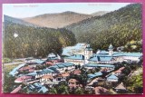 Manastirea Agapia - Vedera Generala - 1925 eroare taiere, printata, color, circulata la Govora, 2 timbre intacte, stampile lizibile, Editura Socec, Necirculata, Targu Neamt, Fotografie