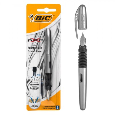 Stilou BIC, PX7, Corp Argintiu și Negru, Rezervă Cerneală Albastră foto