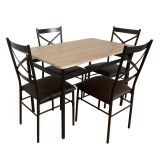 Cumpara ieftin Set masa 4 scaune stejar sonoma negru maro Naren 110x70x75 cm