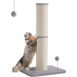 FEANDREA Ansamblu de zgariat pentru pisici, stalp sisal cu jucarie tip pompom, 50x40x85 cm, gri