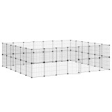 Cumpara ieftin Cusca animale de companie cu usa 52 panouri negru 245x210x70 cm otel