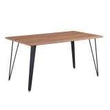 Cumpara ieftin Masa cu blat mdf maro stejar si picioare metal negru Friado 150x80x75 cm
