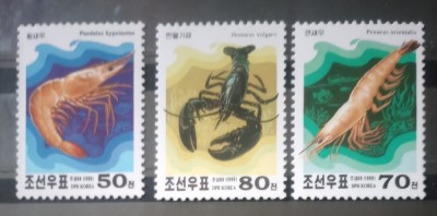 Coreea 1999 fauna marina crustacee fauna serie 3v. nestampilata, Korea 1999 foto