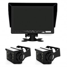 Set Monitor auto 2 camere metalice IR pentru tiruri, autocare, camioane foto