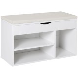 HOMCOM Bancă pentru Pantofi, soluție economisitoare de spațiu, cu șezut imblopat și capac rabatabil, pentru intrare, PAL, 80x30x47cm, Alb | Aosom Roma