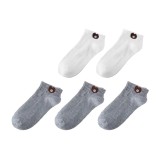 Set 5 perechi de sosete pentru dama, SS0121, Alb/Gri, marime universala