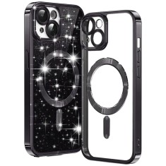 Husa premium iPhone 14 Techsuit Luxury Glitter MagSafe, negru foto