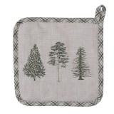 Cumpara ieftin Servet termic bucatarie bumbac bej verde Brazi 20x20 cm