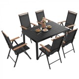 IZZY 6 locuri mobilier de gradina set negru asallap