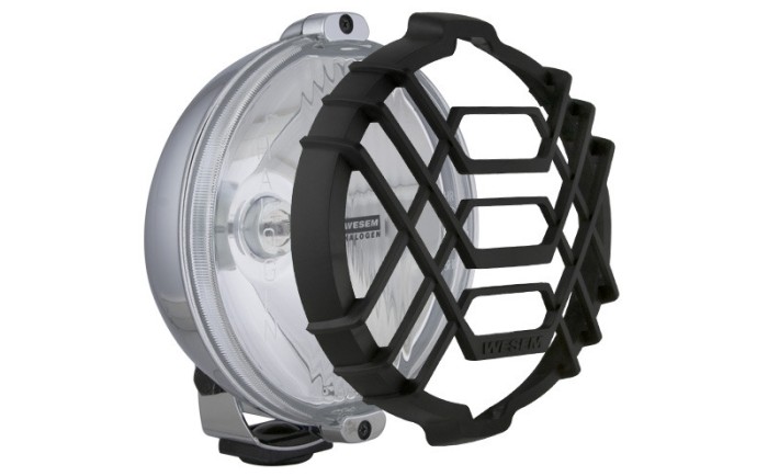 Proiector auto Wesem 12/24V bec H3, 152x81mm rotund, sticla alba si carcasa cromata, cu lumina de drum , 1 buc.