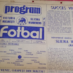 Program meci fotbal VICTORIA Bucuresti -SLIEMA WANDERERS (UEFA 06.10.1988)