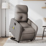 VidaXL Fotoliu electric masaj rabatabil cu ridicare, gri taupe, textil