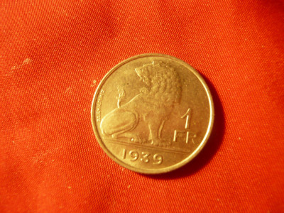 Moneda 1 fr. Belgia 1939 ,metal alb , cal. apr.NC foto