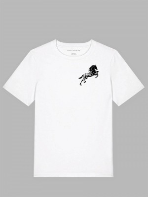 Tricou imprimat alb, cal, bumbac 100% foto