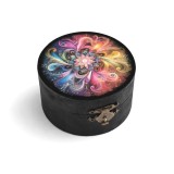 Cutie rotundă din lemn cu simbol mandala &ndash; 185800