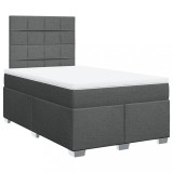 Cumpara ieftin Pat box spring cu saltea, gri inchis, 120x200 cm, textil