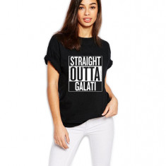 Tricou dama negru - Straight Outta Galati - 2XL