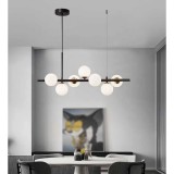 Lustra suspendata, 7 globuri albe, dulie G9, culoare corp negru