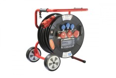 Derulator cablu 30m 5G6 Mamuth prelungitor pe tambur H07RN-F cu 2 prize CEE 400 V, 16 A, 5 poli, 1 priza 1x CEE 400 V, 32 A, 5 poli si 3 prize monofaz