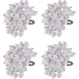 Set de 4 flori artificiale pentru Craciun Lights2K, metal/spuma, argintiu/cupru, 120 x 12 mm