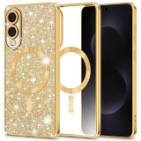 Husa premium Samsung Galaxy S25 Edge Techsuit Luxury Glitter MagSafe, auriu