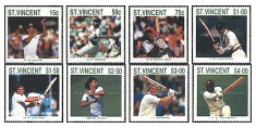 St Vincent 1988 - jucatori de Cricket, serie neuzata foto