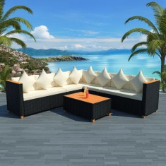 Set mobilier de gradina 25 piese, poliratan ?i blat WPC, negru foto
