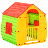 Casă de joacă copii vidaXL 102x90x109 cm, roșu, verde, galben, interior/exterior, +10 luni