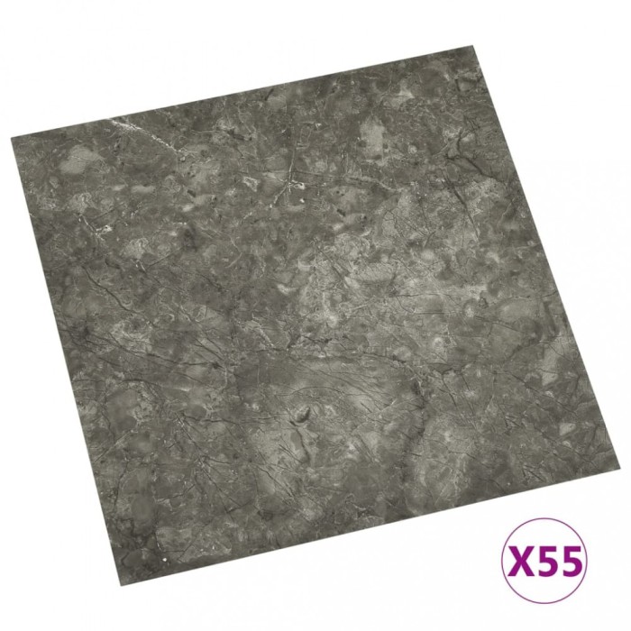Placi de pardoseala autoadezive, 55 buc., gri, PVC, 5,11 m&sup2;