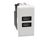 Priza USB tip C dubla PD 1M 20W Matix Bticino alb AM4192CC
