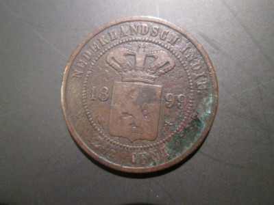 Indiile Olandeze de Est _ 2 1/2 cents _ 1899 _ moneda din cupru foto