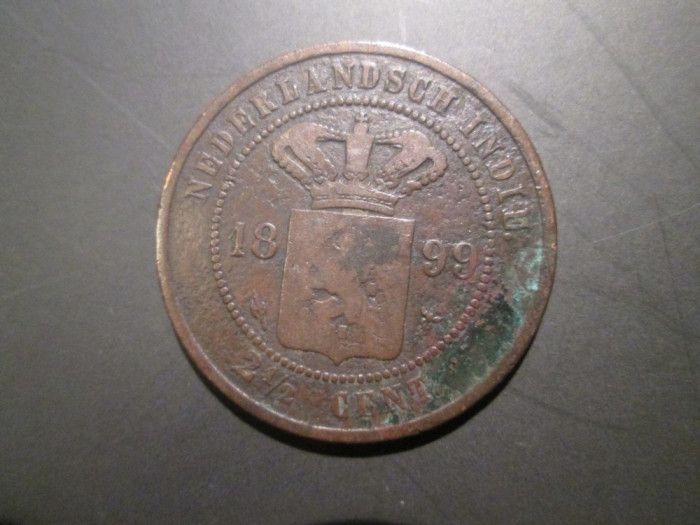 Indiile Olandeze de Est _ 2 1/2 cents _ 1899 _ moneda din cupru