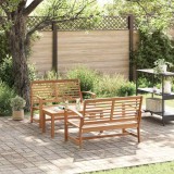 Set de canapele pentru grădină 3 pcs natural Lemn masiv de tec