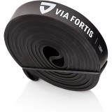 Banda elastica lunga VIA FORTIS, Ultra Light, de rezistenta, premium, ghid de exerciti, geanta depozitare, pentru fitness, antrenament, Negru, 7-24
