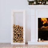 Rastel pentru lemne de foc, alb, 41x25x100 cm, lemn masiv pin, vidaXL