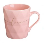 Cana New Bone cu Mesaj "Love", Roz, 9 x 9.5 cm, 360ml