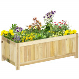 Outsunny Jardinieră Pliabilă Lemn pentru Exterior, Etanșă cu Bază Drenaj, 70x30x25 cm | Aosom Romania