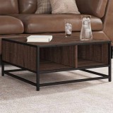 VidaXL Măsuță cafea stejar maro 60,5x60,5x30 cm lemn prelucrat/metal