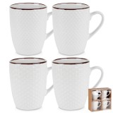 Set 4 cani ceramice albe, 400 ml