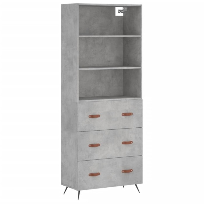 Dulap inalt, gri beton, 69,5x34x180, lemn compozit