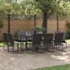 VidaXL Set de masă pentru grădină 11 pcs Negru Oțel 3335869